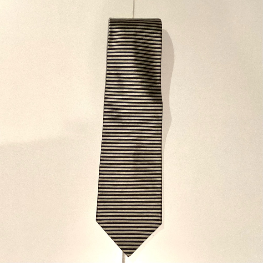 Pierre Balmain Blue and White Striped Tie